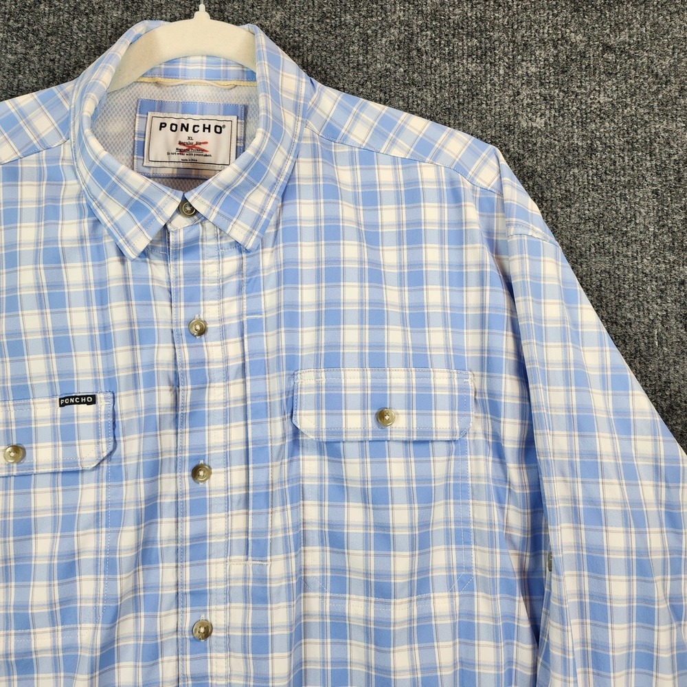 Poncho Men's XL Fishing Shirt Plaid Utility Gorpcore Outdoors Performance Resort